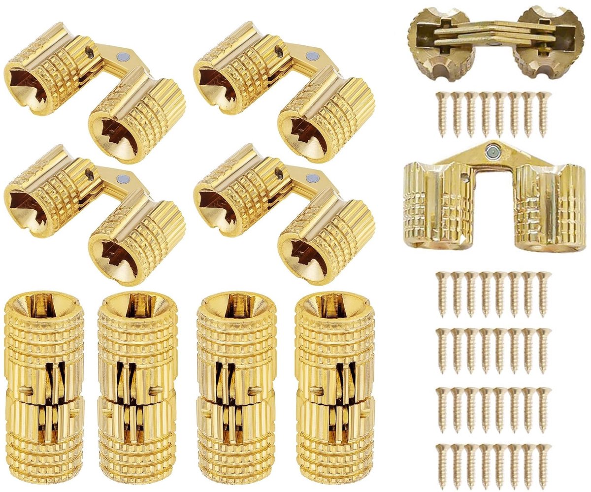 10x Verborgen Messing Barrel Scharnieren - 180° Opening met 20 Schroeven