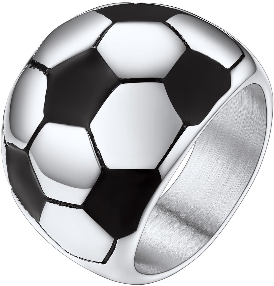 Allecto - Voetbalring - Roestvrij staal - Graveren mogelijk - Uniek ontwerp - Perfect voor elke gelegenheid - Comfortabel en duurzaam