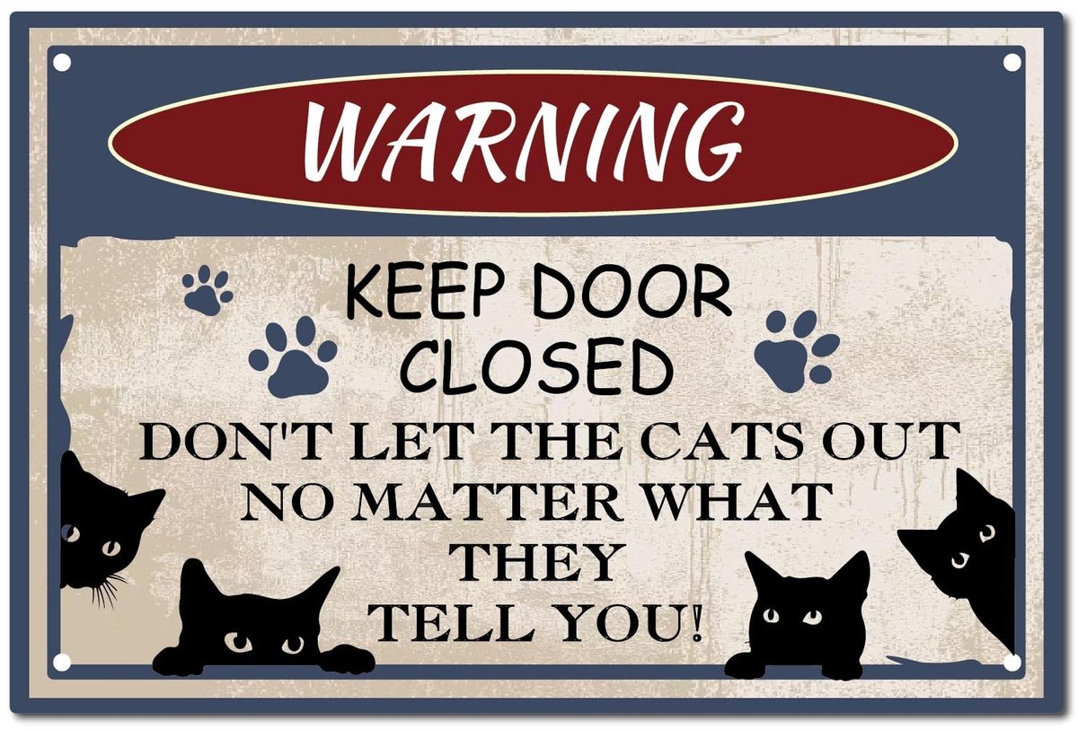 Allecto - Metalen bord - Vintage-stijl waarschuwingsbord - 20 x 30cm - Zwarte kat - Decoratie voor huis en tuin - Geschikt voor kattenliefhebbers