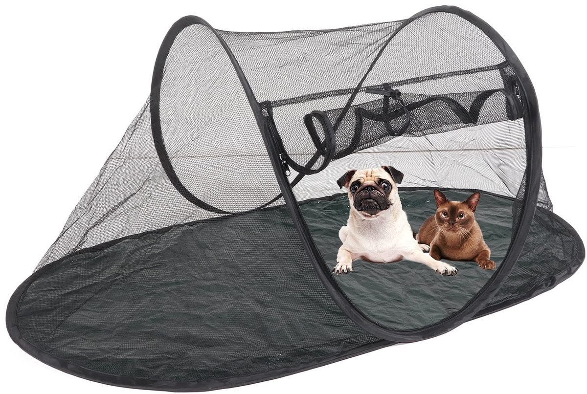 Allecto - Huisdier Behuizing Tent - Ademend - Opvouwbaar - Zwart - Buiten Speeltent - Geschikt voor Katten en Kleine Honden