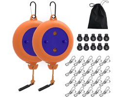 Draagbare waslijn voor op de camping, uitschuifbare waslijn van 8 meter, uitschuifbare waslijn voor op de camping, oprolbare waslijn, uitschuifbare draagbare waslijn, dubbele waslijn.