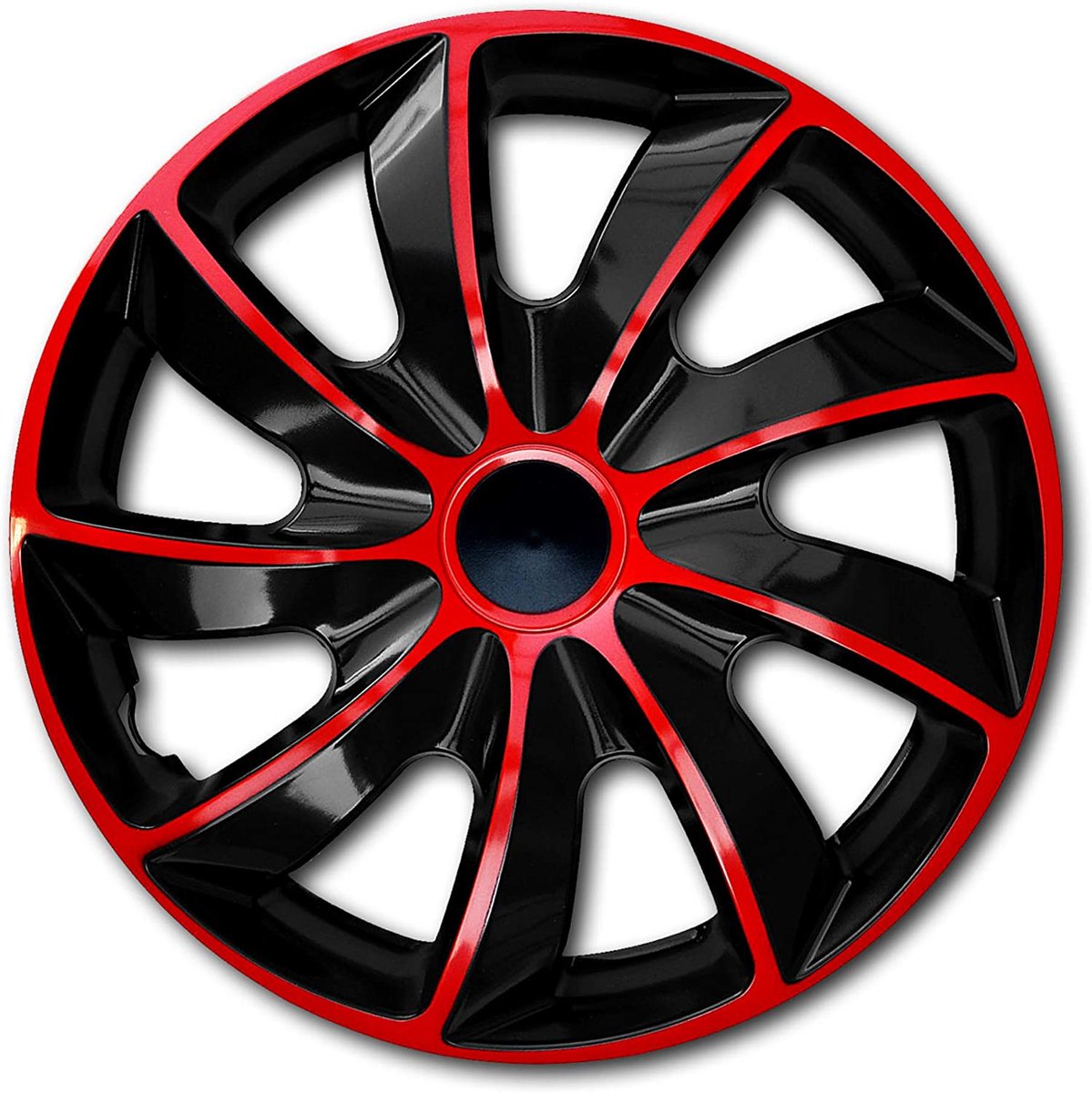 Set wieldoppen 15" QUAD rood/zwart 4 stuks