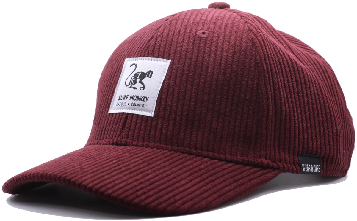 Surf Monkey - Corduroy baseballpet - gerecycled polyester - Eén maat - Granaat