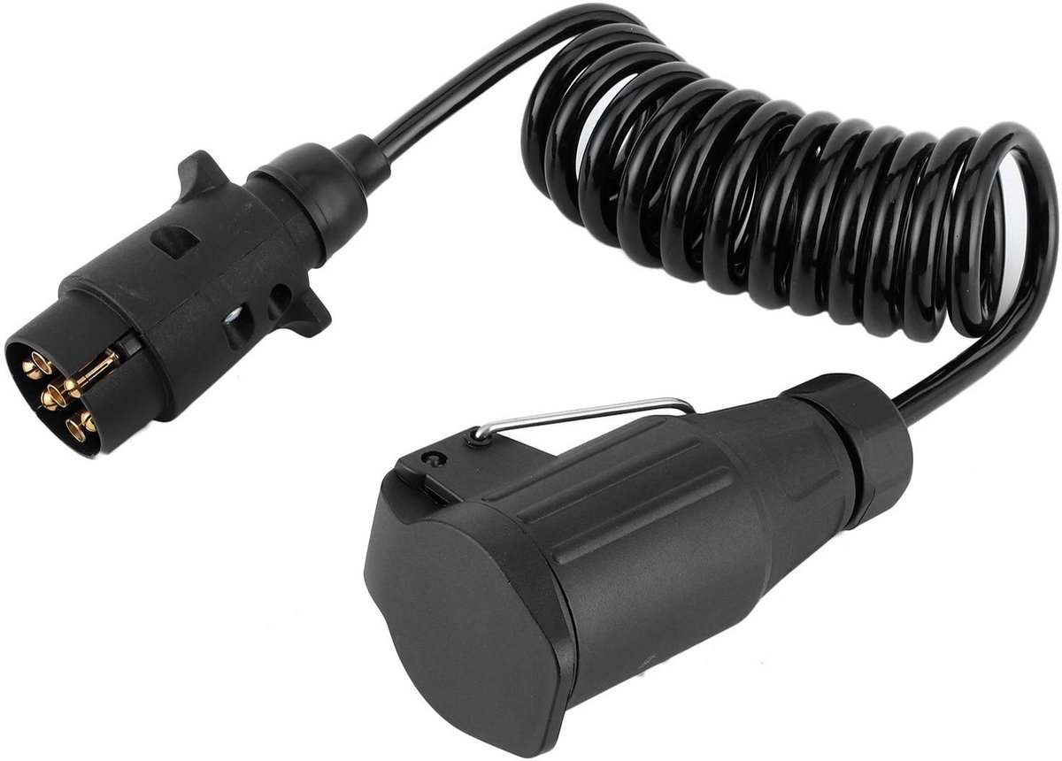 Allecto - Trailer Adapter - 7-polige naar 13-polige aansluiting - Waterdichte verlengkabel - 2 meter - Geschikt voor aanhanger - Ideaal voor onderweg