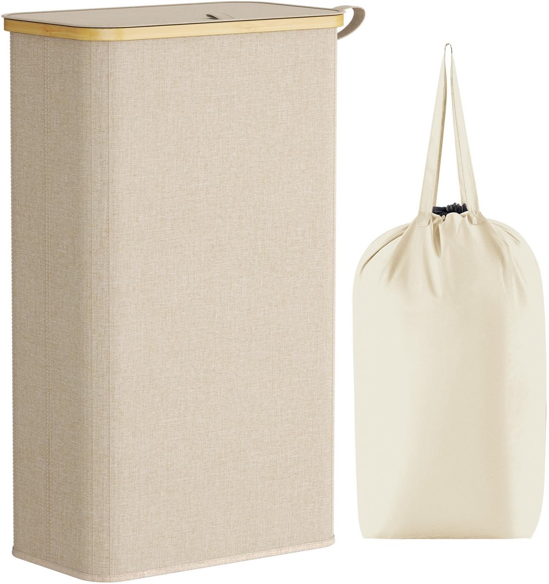 Allecto - Slimme Wasmand - Vouwbare Wasmand - Beige - 75 Liter - Ideaal voor Kleine Ruimtes - Perfect voor Slaapkamer en Badkamer
