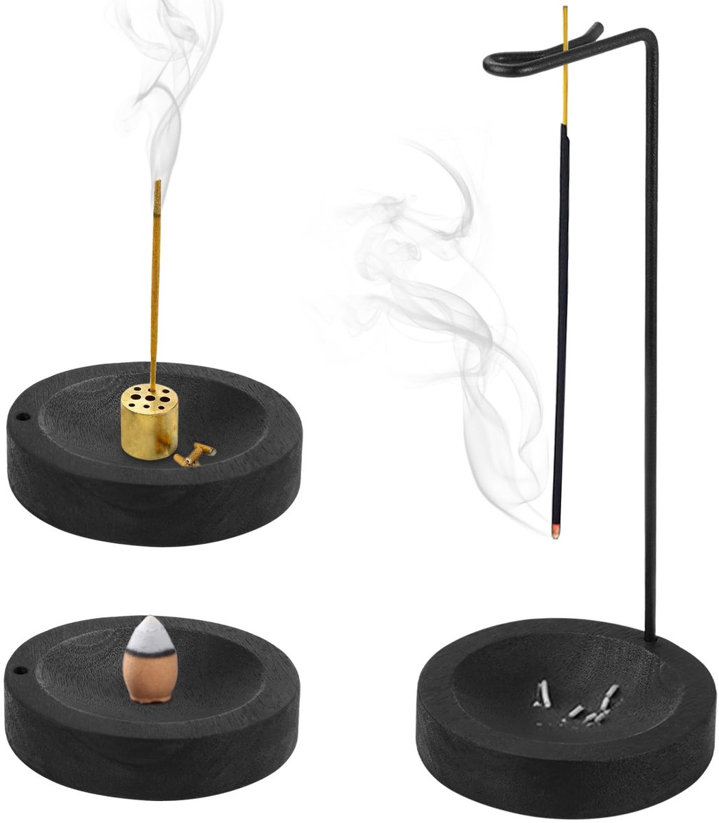 Allecto - Houten Wierookhouder - Modern Design - Zwart - Geschikt voor Meditatie en Yoga - Perfect voor Thuis en Kantoor - Elegant en Functioneel