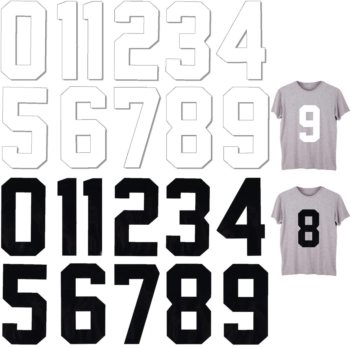 MTTProducts - Heat Transfer Numbers - 22 Stuks - Ideaal voor Teamkleding - Zwart - Sport T-shirt - Voor Voetbal en Basketbal