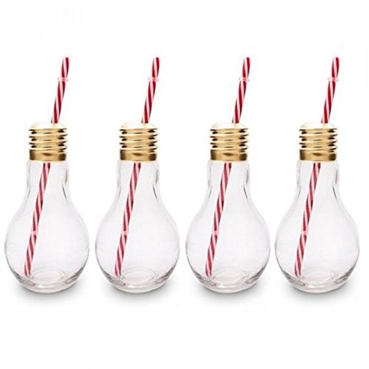 Edison Smaakvolle Drinkglazen met Rietjes voor Cocktails en Bier 4 Stuks