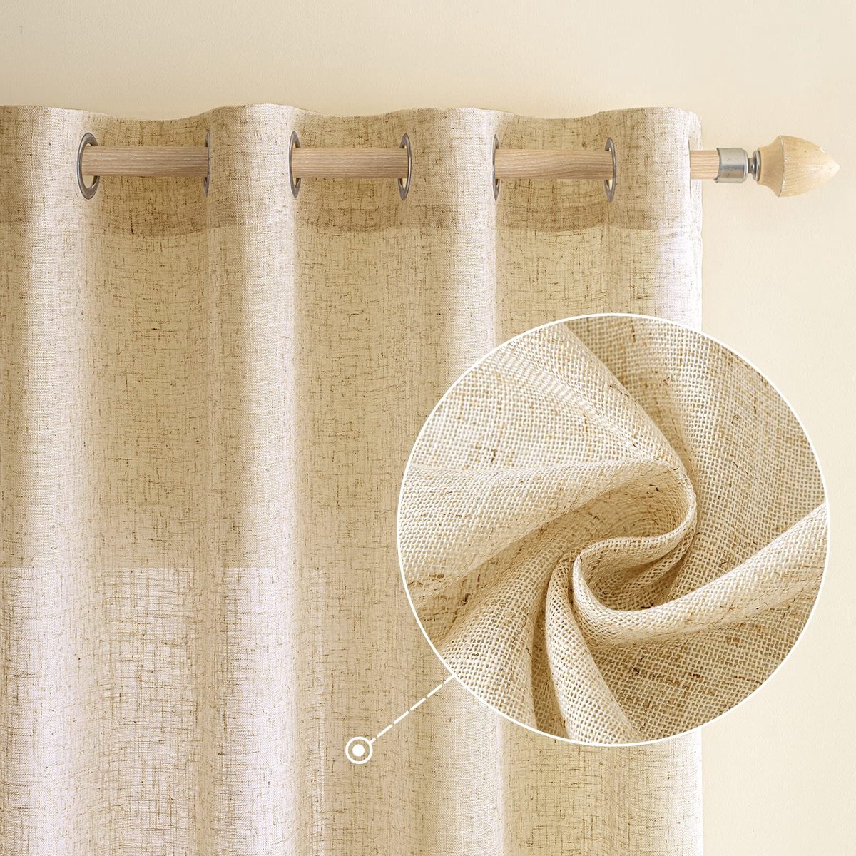 Dailygoody - Gordijnen - Voile - Modern - Beige - Half-transparant - Decoratief - Geschikt voor woonkamer, kinderkamer, keuken - Set van 2