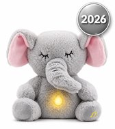 Myni® Olifant Knuffel - Ademende Olifant - Breathing Olifant - Met Hartslag - Ademhaling - Exclusief batterijen