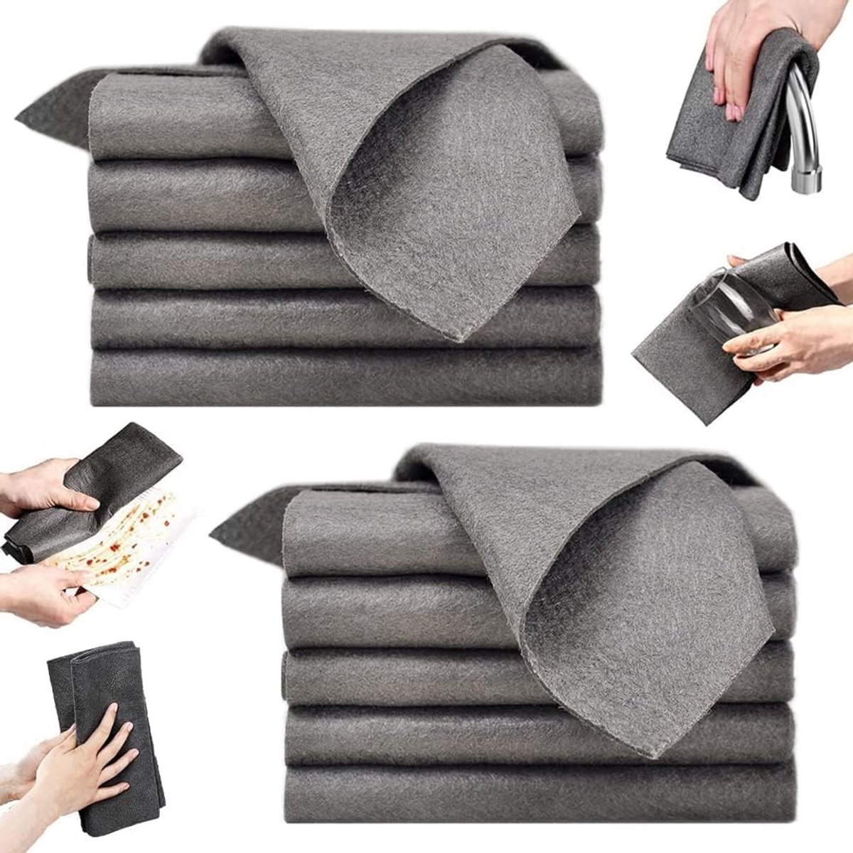 Magische Microvezeldoeken voor Glasreiniging - Sterke Waterabsorptie, Ideaal voor Keuken en Ramen - Set van 10 (30 x 30 cm)