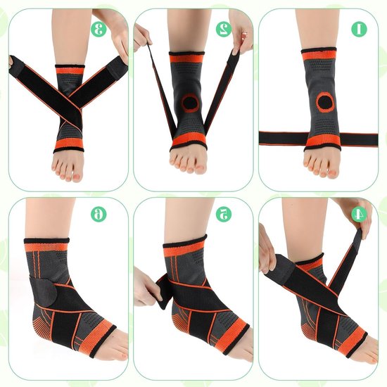 Professionele enkelbandages voor kinderen, unisex voetbandage met sluiting, oranje voor EU schoenmaten 33-36 — afbeelding 3
