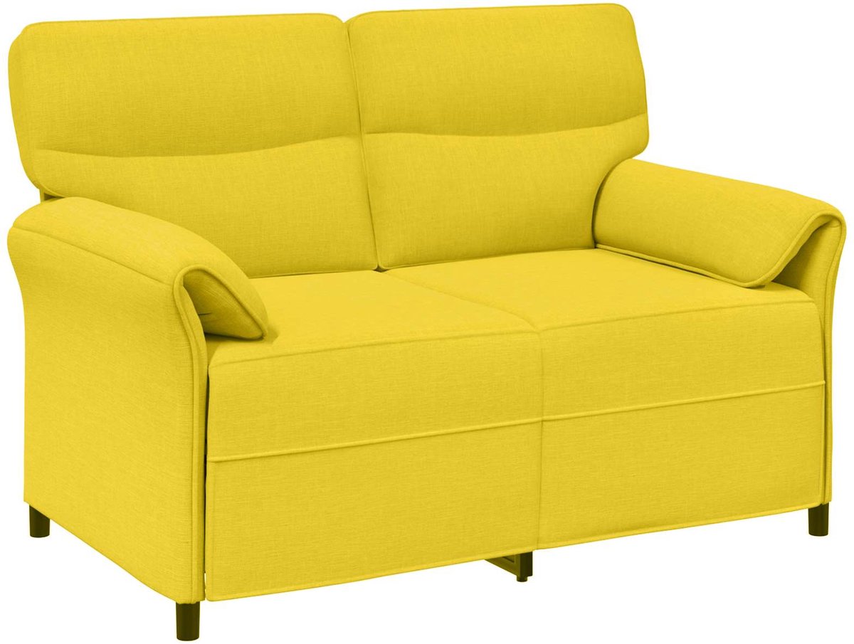 vidaXL 2-Zits - Sofa - 2-zits - Licht - Geel - 138 - x - 83 - x - 95 - cm - Stof Lichtgeel