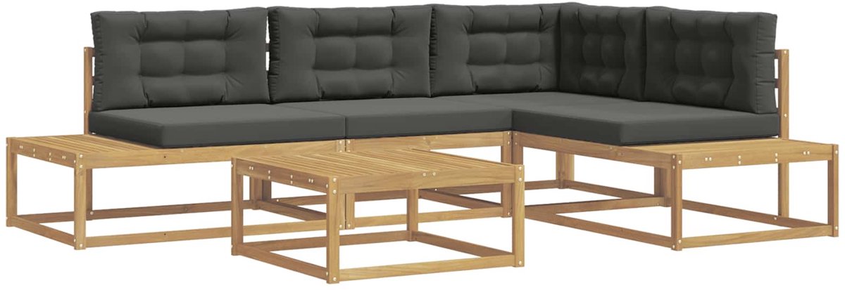 vidaXL Buiten - bank - set - 5 - st - 4-zits - Wit - Polyester