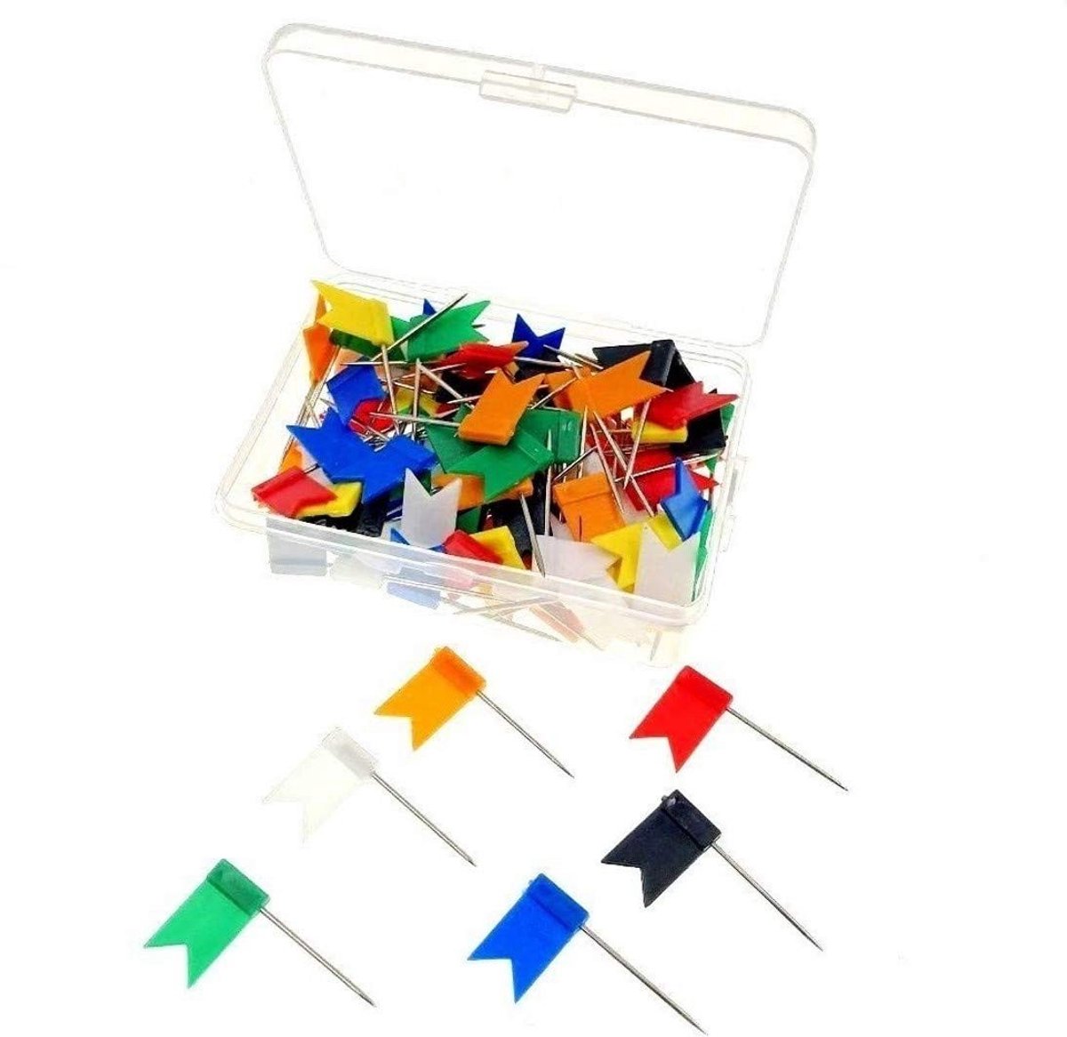 Shopcentral - Multicolored Flaghead Push Pins - 100 Stuks - Geschikt voor Cork Bulletin Board - Kleur: Rood, Geel, Blauw, Groen, Wit - Perfect voor Kan..