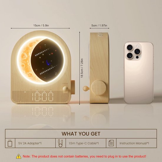 Licht Wekker Wake Up Light- Digitale Wekker met Lamp - Slaaphulp met USB Aansluiting - Dagstart — afbeelding 4