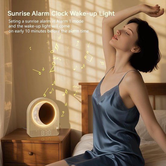 Licht Wekker Wake Up Light- Digitale Wekker met Lamp - Slaaphulp met USB Aansluiting - Dagstart — afbeelding 2