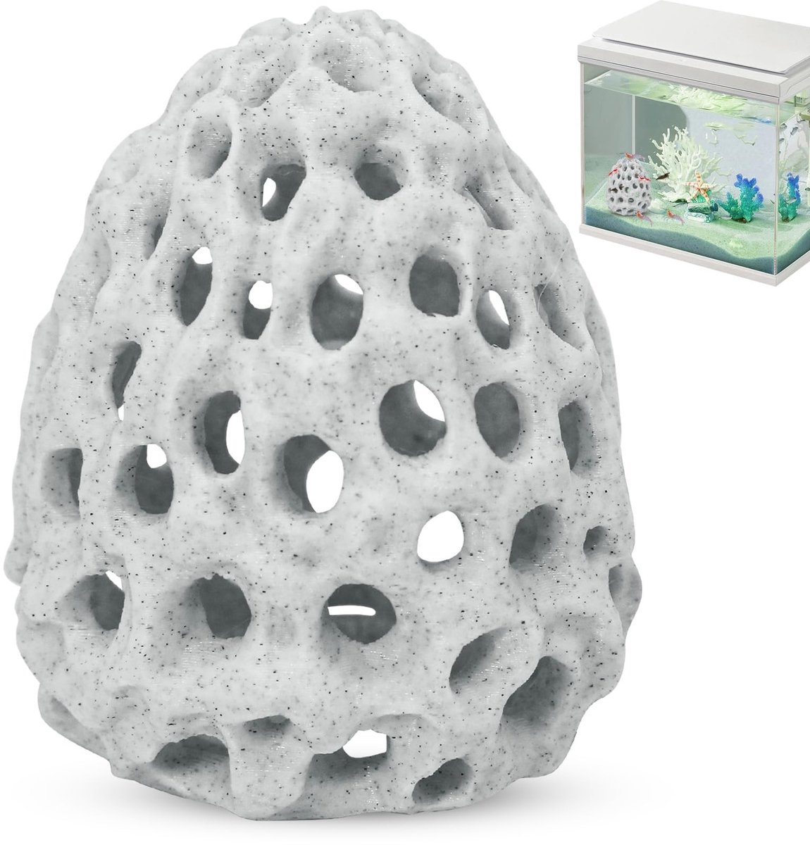 Dailygoods - Garnalenkoepel voor Aquarium met Zuignap en Schuilplaats