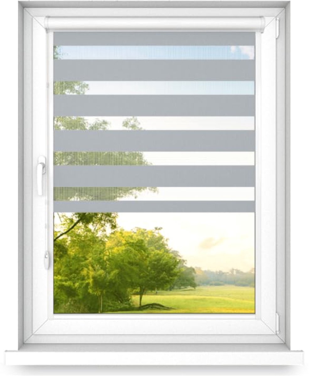 time4blinds - Dubbele Rolgordijnen Zonder Boren - Zebra-Rolgordijnen voor Ramen en Deuren 
