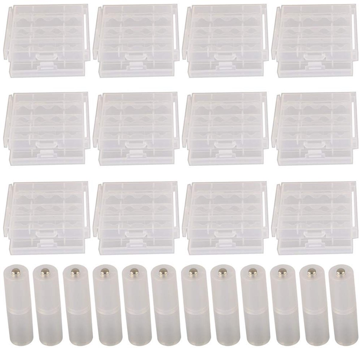 Dailygoods - Cosensi - Dailygoods - Dailygoody - batterijbox - kunststof opbergdoos - bescherming tegen stof en vocht - batterijadapter - AA - ideaal voor thuisgebruik - 12 stuks