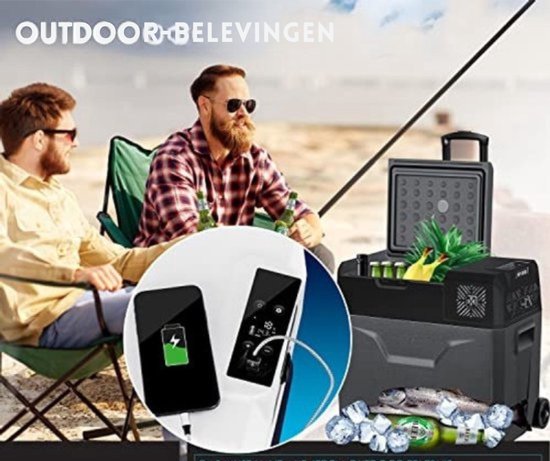 Thuys - Compressor Koelbox 50 Liter - Elektrische Vriezer met APP-bediening, 12/24V en 230V, telescopische stang, wielen, tot -20°C voor auto, camper, boot en camping - Antraciet van Thuys — afbeelding 3
