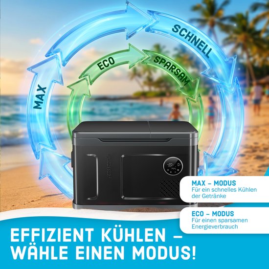 KESSER® Compressor Koelbox 2in1 Dubbele Zone Koeler & Vriezer, Elektrische Vriesbox LED Touch Control 12/24 V 230V, Frigobox Koelen tot -20 °C voor Auto, Vrachtwagen, Kamperen - 49 Liter, Zwart / Antraciet van KESSER — afbeelding 3