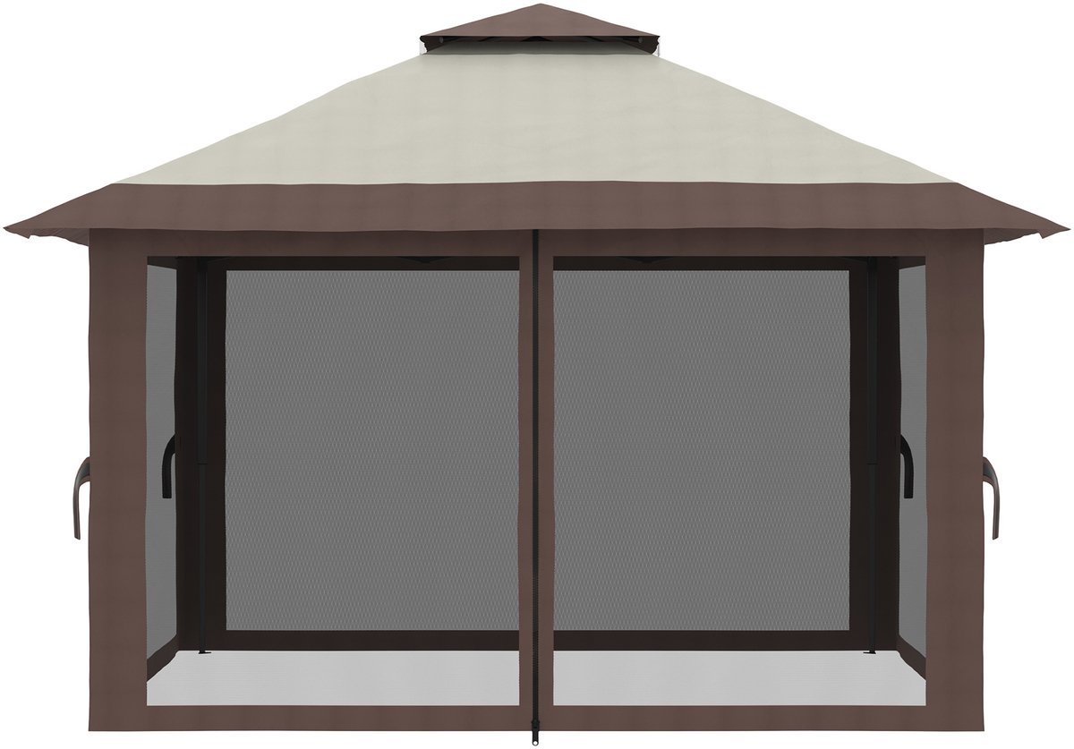 Beige Opvouwbaar Prieel-UV Bestendig Waterdicht-Hoogte Verstelbaar-Tuin 4x4m