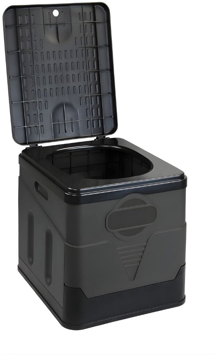 KAD® Camping Toilet - Draagbaar Toilet - Toiletemmer Met Deksel - Zwart - 37cm x 31cm x 13cm