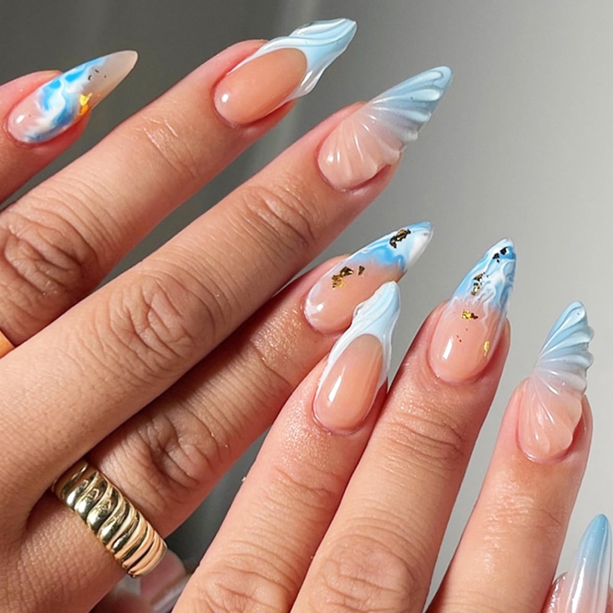 Dailygoods - 24 Stuks Kunstnagels met Blauwe French Tips