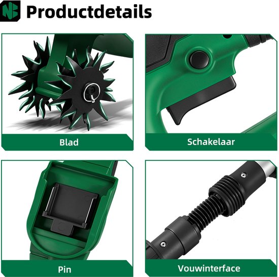 NewBeny Elektrische Grondfrees - 900 tpm Tuinfrees - Draadloze motorhak - 17cm Zaagbreedte - met 2 Accu's - voor het graven en losmaken van de grond van Newbeny — afbeelding 5