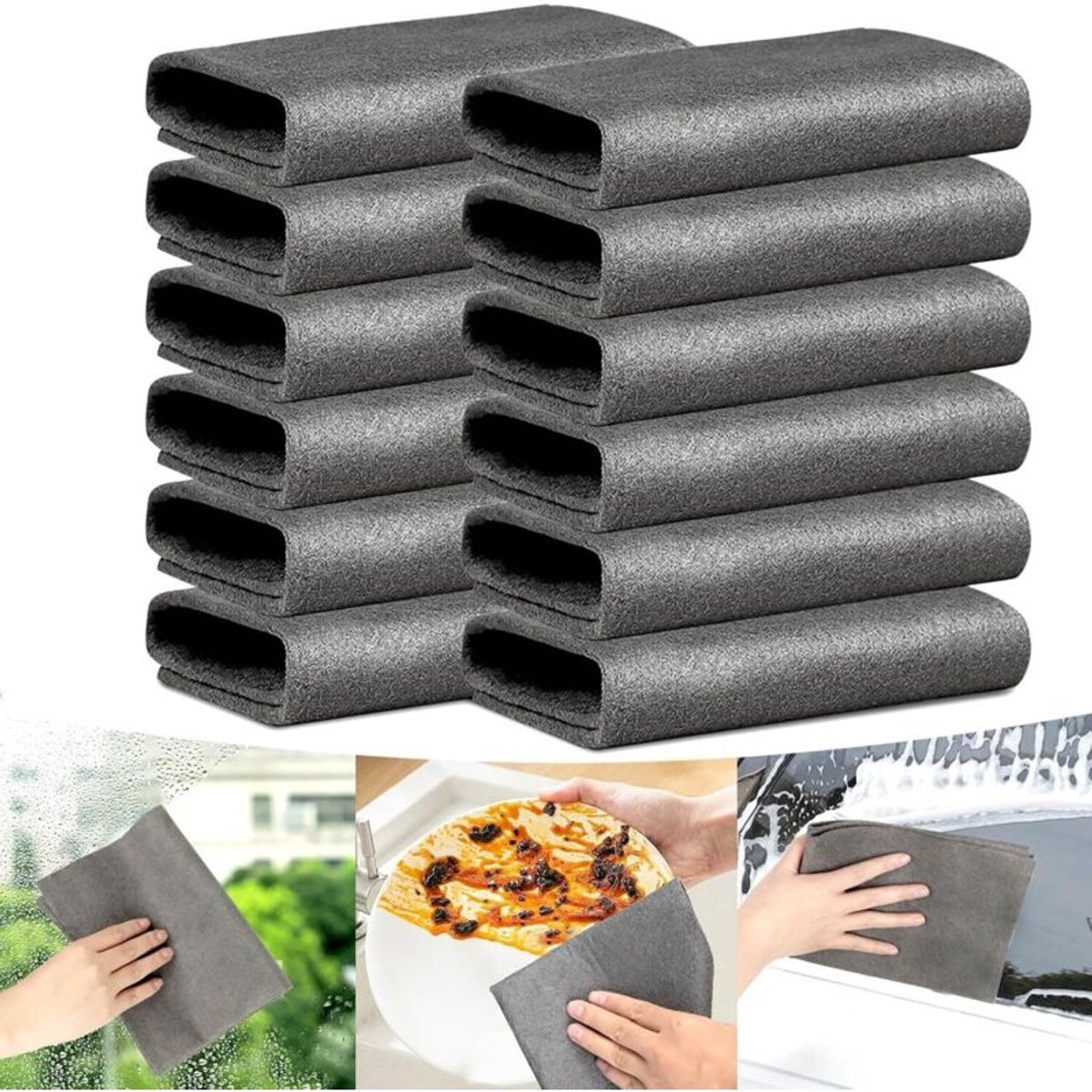 Magische schoonmaakdoekjes, 12 stuks, microvezel