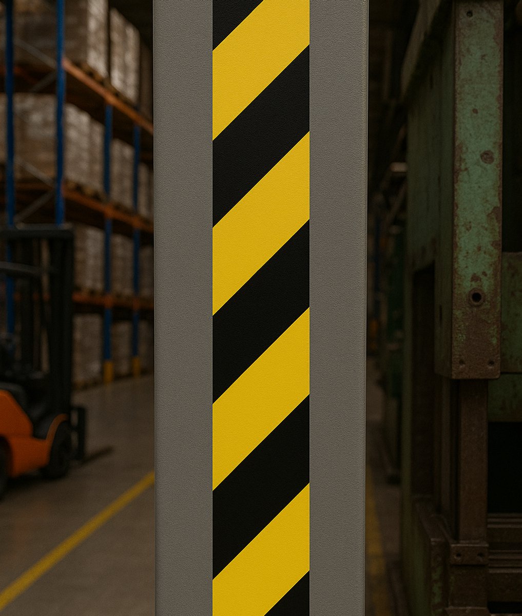 Markeringsband retroreflecterend per meter | Reflexfolie Geel/zwart / Rechtswijzend / 22,5m / 150mm