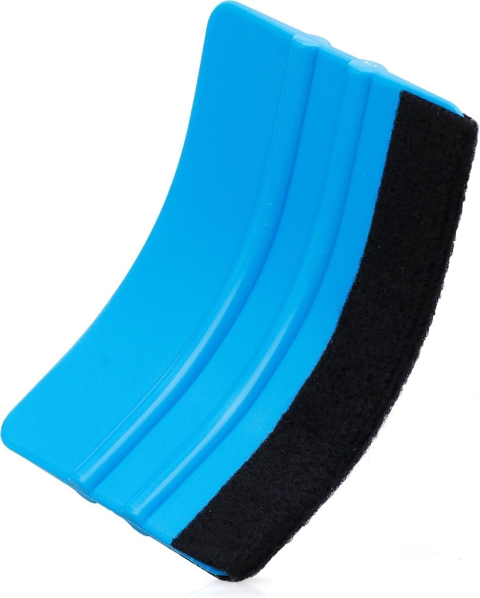 Okado Rakel voor Raamfolie & Autowrap – Folie Squeegee met Vilten Rand – Krasvrij Aanbrengen – Buigzaam Kunststof – 10 x 7 cm – Blauw