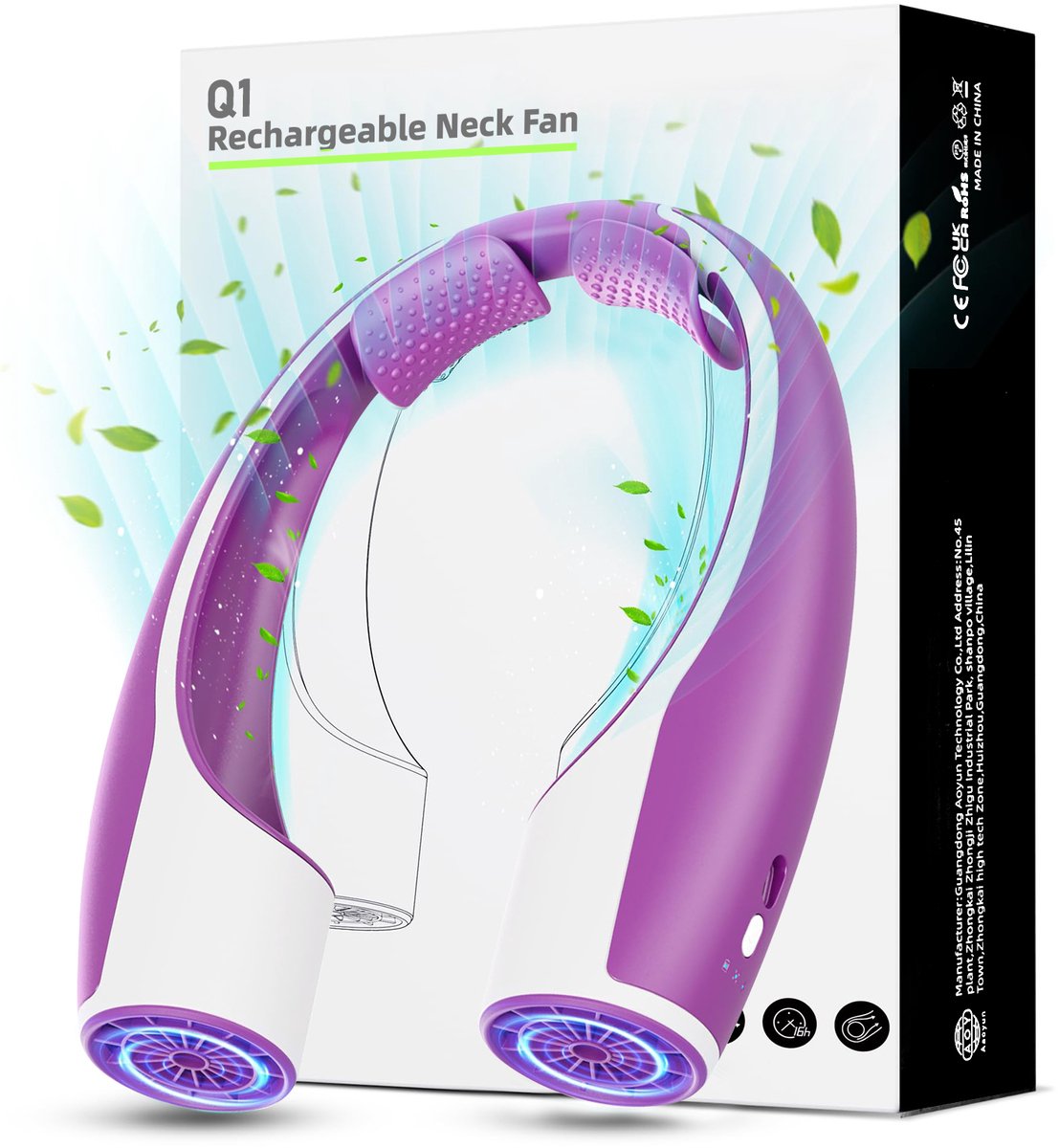 Draagbare NekVentilator - 4 standen met koeling- 4000 mAh Lange Batterijduur USB Oplaadbaar - Mini Ventilator ideaal Voor Buitensport woon-werkverkeer en Dagelijks Gebruik