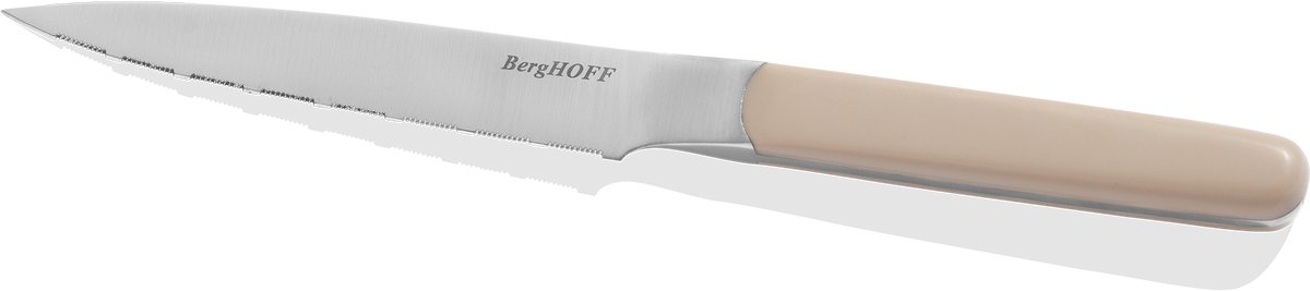 BergHOFF Home Elements Kartelmes 11,5 cm – Broodmes, Tomatenmes & Citrusmes voor Brood, Fruit & Groenten – Vlijmscherp RVS, Ergonomisch Handvat & Vaatwasbestendig Mes – Sand