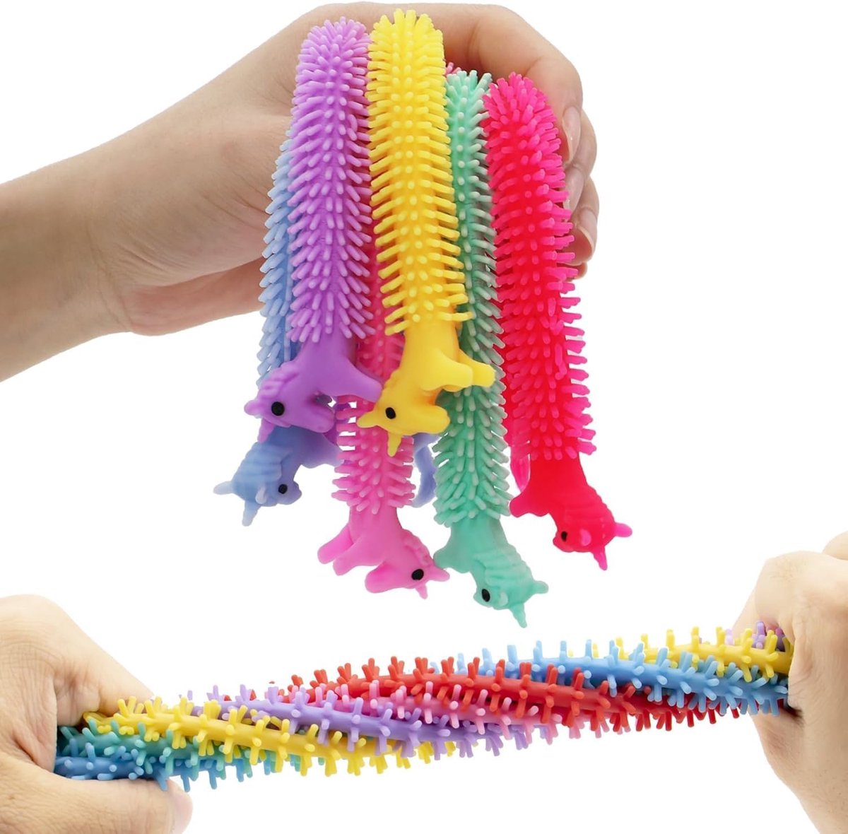 OLOEY Zes elastische touwspeeltjes in de vorm van eenhoorns in willekeurige kleuren-Unieke sensorische speeltjes-geschikt voor kinderen en volwassenen met ADD-ADHD-OCD of autisme (BPA-ftalaat-en latexvrij)