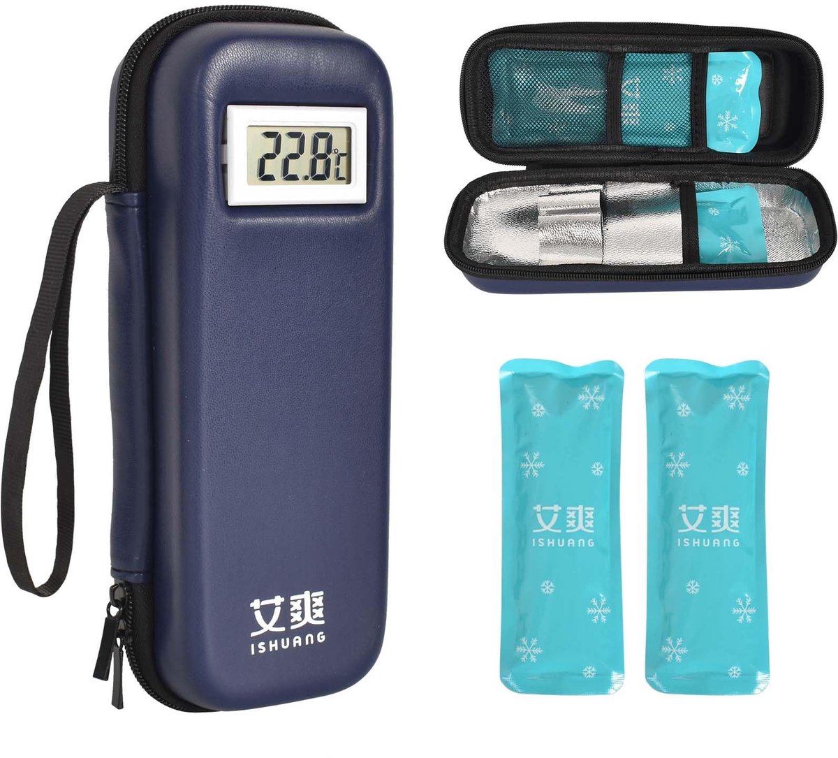 Dailygoods - Dailygoody - Medicine Koeltas met Temperatuurweergave - Insulinekoeler Reiskoffer - Ideaal voor Reizen - Blauw - Diabetische Benodigdheden - Handig vo
