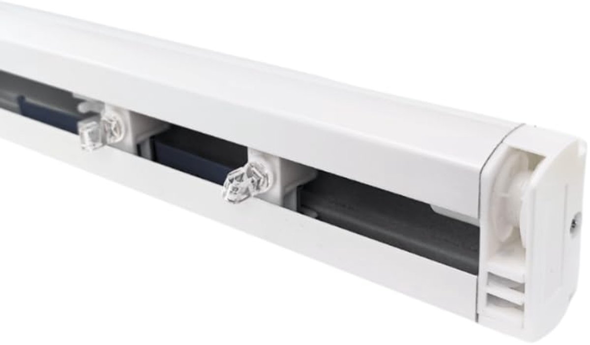 time4blinds - Rail voor Lamellenjaloezieën - Complete set met Lamellenwagentjes en Bedieningsmechanisme met Parelketting - Gemakkelijk Verschuiven van de Lamellen - Wit, 900 mm