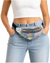 Hip heuptasje - buideltasje - holografisch print - fanny pack - zilver - festival/carnaval
