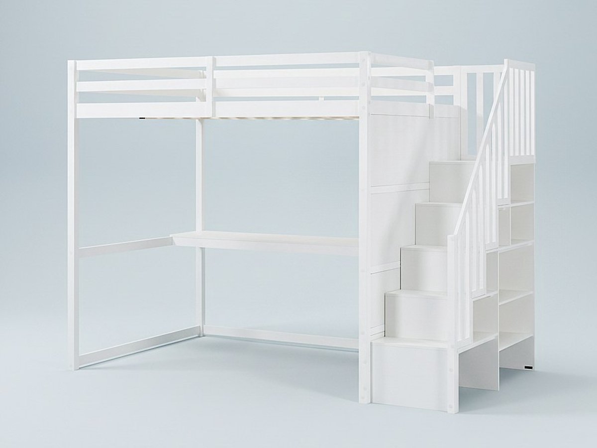 Vente-unique Hoogslaper hout wit 140 x 190 cm