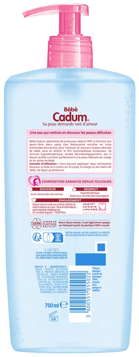 Cadum Gentle Cleansing Water 750 ml — afbeelding 4
