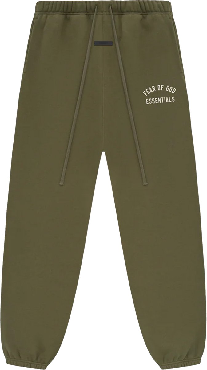 Fear of God Essentials Fleece Joggingbroek 'Militair'.