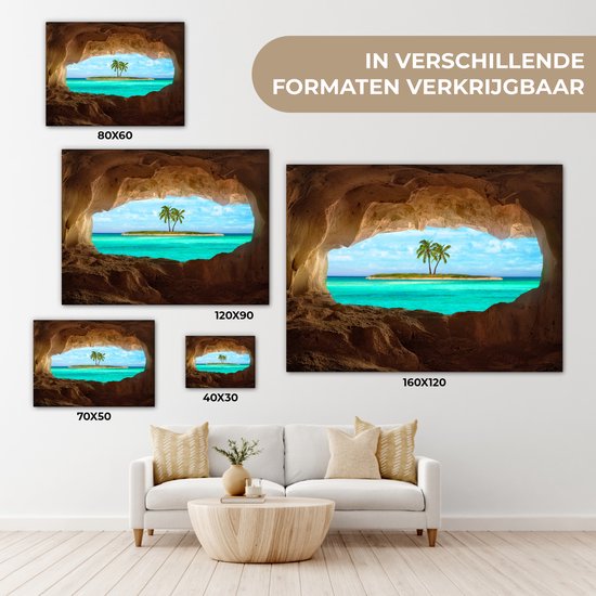 Peintures sur Toile - Paradis Tropical aux Caraïbes - 160x120 cm - Décoration murale XXL