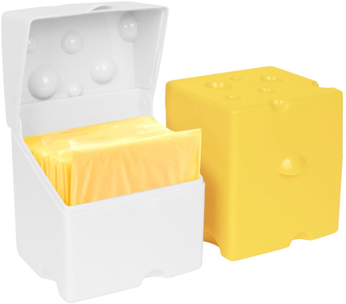 Dailygoods - Dailygoody - Kaascontainer - Plakkaascontainer - Houdt kaas vers - Veelkleurig - Ruimtebesparend - Geschikt voor koelkast - 2 stuks