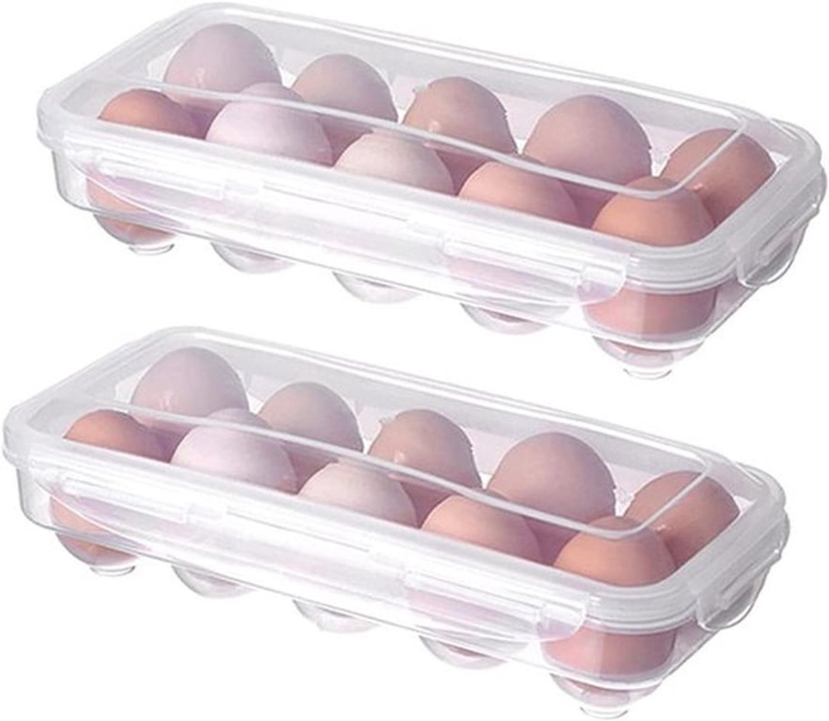 Kunststof eierdoos, 10 stuks, opbergdoos met deksel voor eieren - transparant - keuken & koelkast.