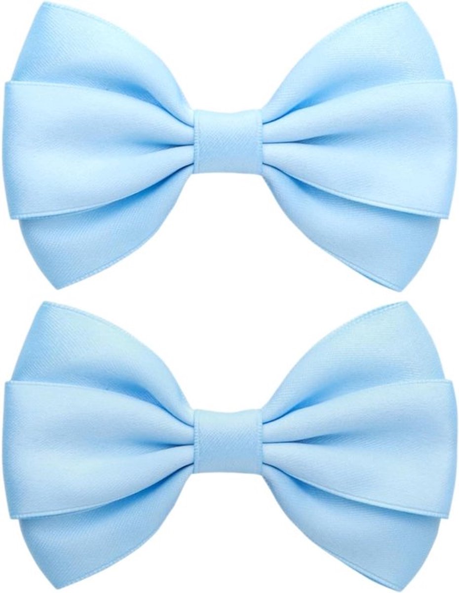 Handgemaakte haarstrikken voor kinderen en volwassenen in blauw - Set van 2