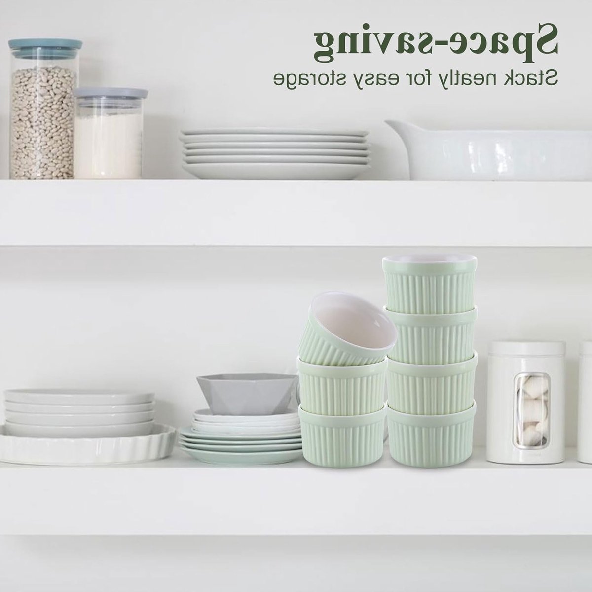 Set van 8 Kleine Porseleinen Ramekins 120ml voor Airfryer, Soufflé, Pudding en Dips - Groen — cadeau in Koken & Dineren - foto 7