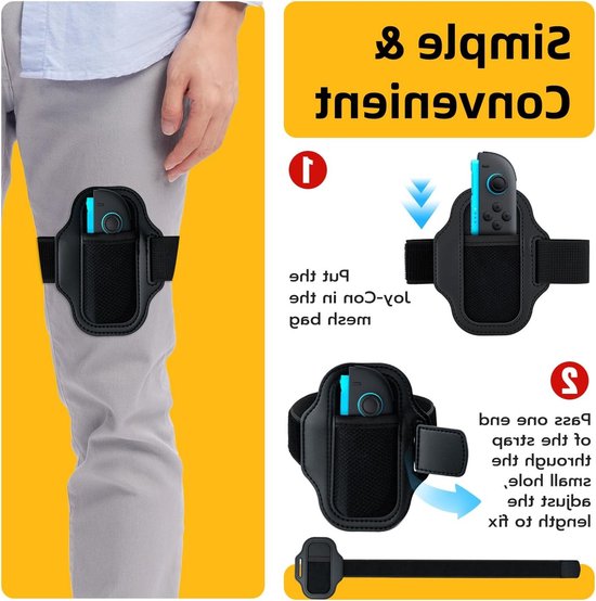 2 Delige Gamecontroller Beenband Voor Switch/Switch 2 Joycon - Verstelbare Elastische Band Voor Adventure Games, Sport Spellen En Comfortabel Spelen - Zwart — afbeelding 2