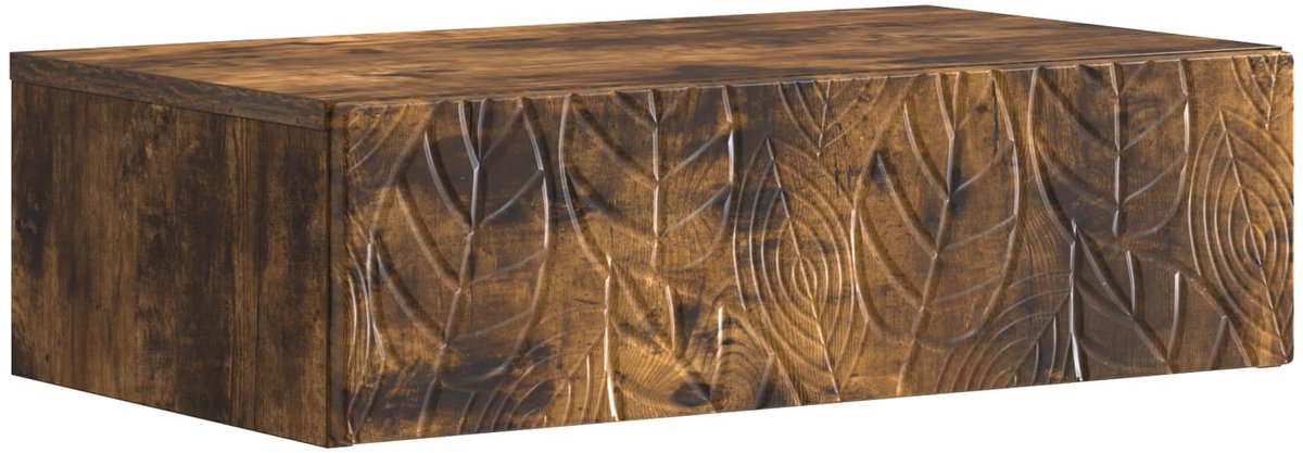 vidaXL Wandgemonteerde - Zijtafel - 59 - x - 34,5 - x - 17 - cm - Bewerkt - hout Gerookt eiken