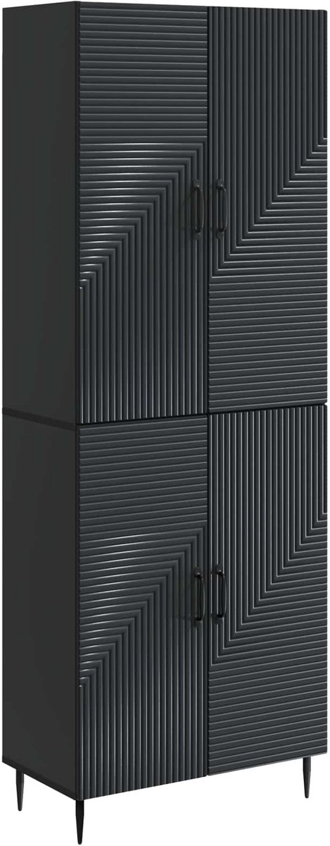 vidaXL Kast - Set - 2 - st - Zwart - Bewerkt - hout